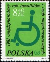 (1981-038) Марка Польша "Инвалид на коляске"    Международный год инвалидов III Θ